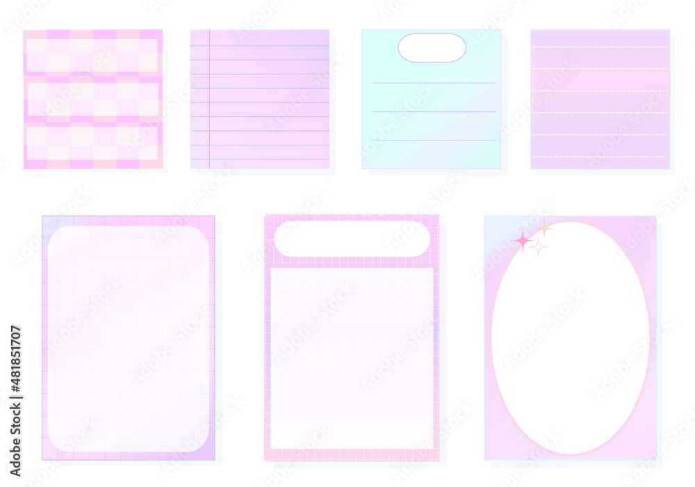 set of the soft gradient pastel color paper, planner, notepad, memo, sticky note, reminder.very cute, simple, and printable set of the soft gradient pastel color paper, planner, notepad, memo, sticky note, reminder.very cute, simple, and printable