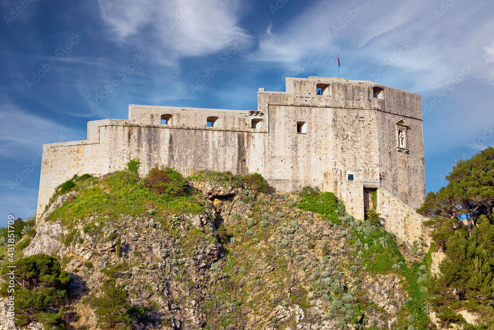 Dubrovnik. Historic city walls and fort Lovrijenac view