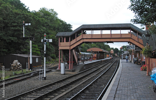 Covered Wooden Passenger Bridge and Platform at Old Railway Station