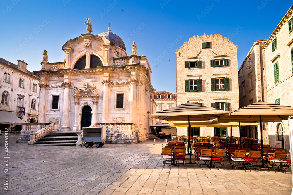 Fototapeta premium Dubrovnik. Saint Blasius Church and Dubrovnik street view
