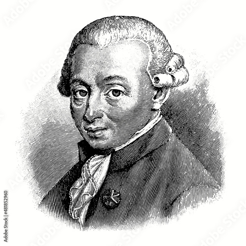 vectorized old engraving of Immanuel Kant, engraving is from Meyers Lexicon published 1914 - Leipzig, Deutschland