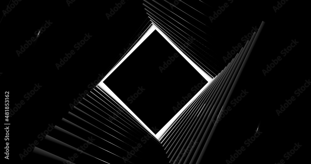Render with black and white rhombus tunnel