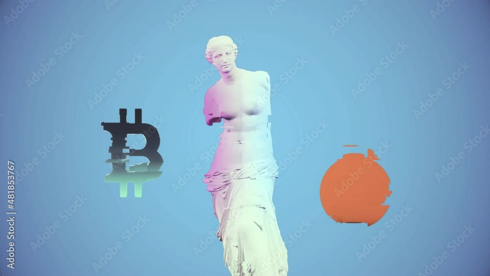 Venus De Milo On Pink Background Concept Of Nft Technology 3d Venus De Milo On Pink Background Concept Of Nft Technology 3d