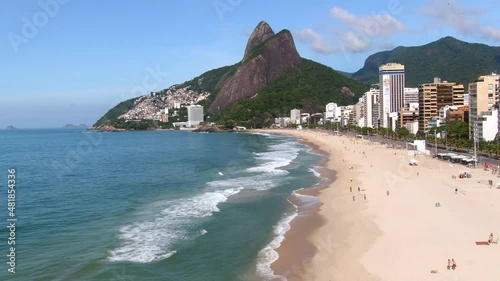 Aerial view of Ipanema Beach during summer in Rio de Janeiro, Brazil.	 photo