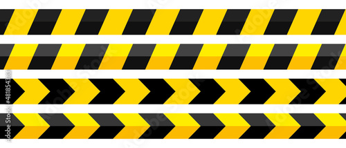 Caution ribbons. Restricted area or under construction website. Vector set. photo