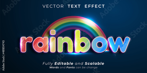 Editable text effect Rainbow 3d style illustrations