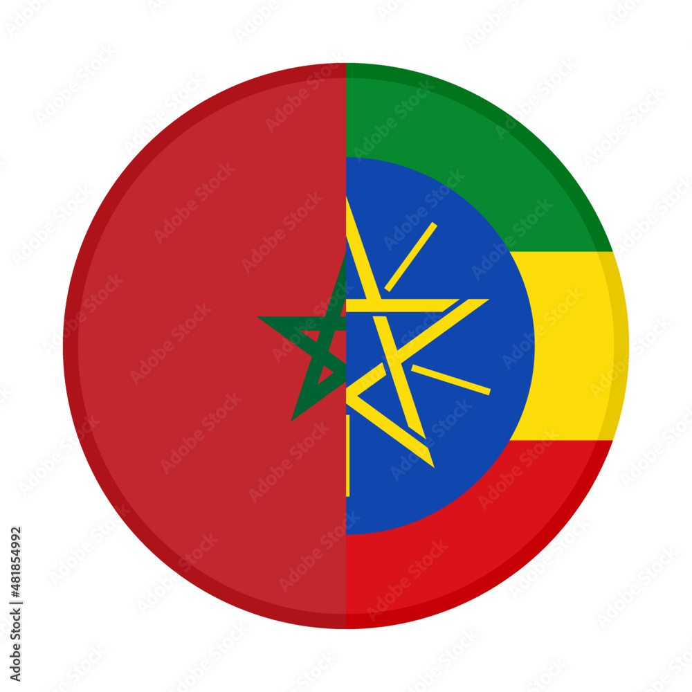 round icon with morocco and ethiopia flags. vector illustration isolated on white background round icon with morocco and ethiopia flags. vector illustration isolated on white background