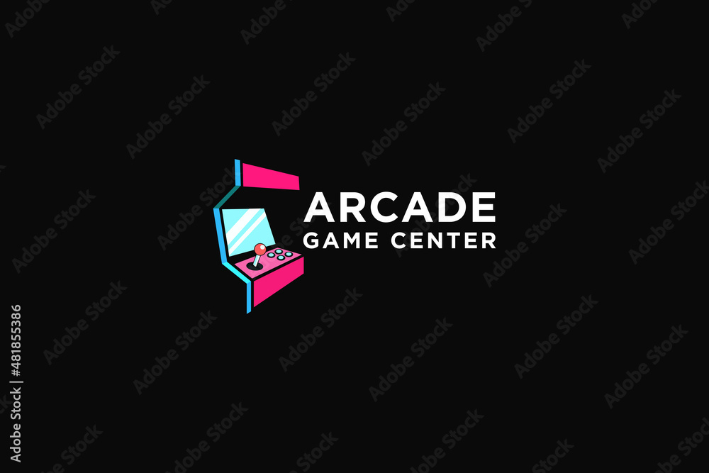 Arcade game machine logo design vector illustration. Arcade game machine logo design vector illustration.