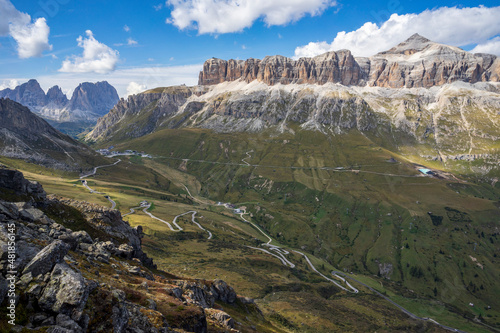 Great view at the Sella Group in the Dolomites.