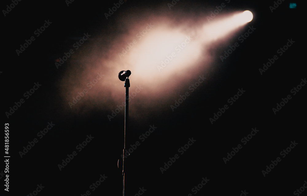 concert and festival background microphone is stage lights