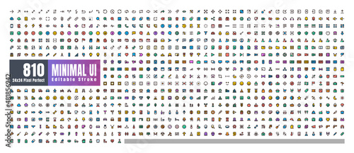 24x24 Pixel Perfect. Basic User Interface Essential Set. 200 Gradient Filled Color Outline Icons. For App, Web, Print. Round Cap and Round Corner. Ready to use and Easy to Customize. Editable Stroke