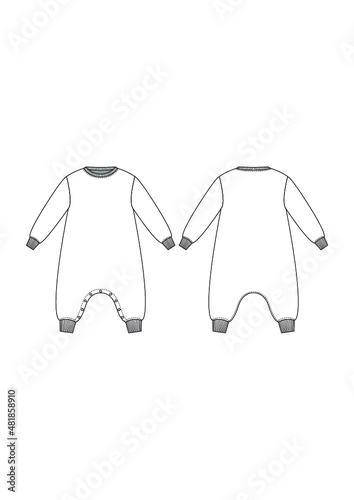 Kids Onesie Technical Fashion Drawing Design Template