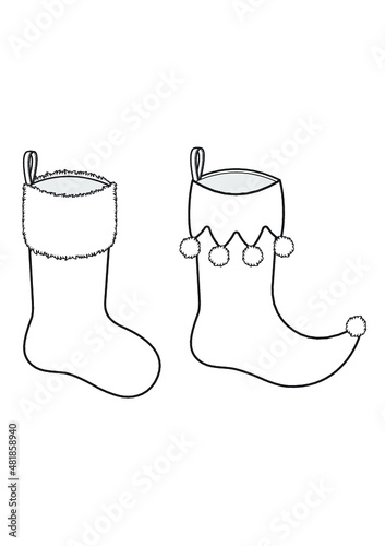 Christmas Stocking Technical Fashion Drawing Design Template