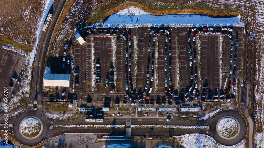 Testing for Covid 19 virus outside in a public parking lot. Testing ...
