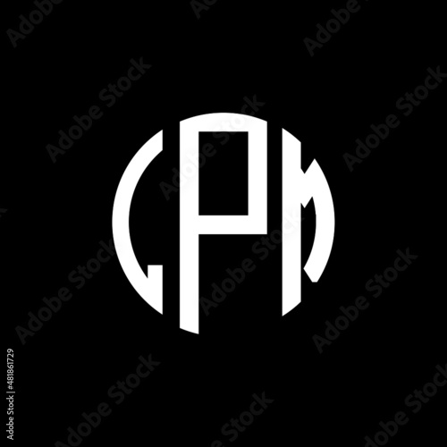 LPM letter logo design. LPM modern letter logo with black background. LPM creative  letter logo. simple and modern letter LPM logo template, LPM circle letter logo design with circle shape. LPM   photo