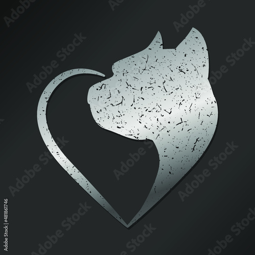 American Staffordshire Terrier Illustration Clip Art Design Shape. Love Dog Silhouette Icon Vector. photo