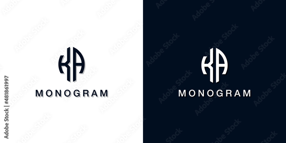 Leaf style initial letter KA monogram logo. - obrazy, fototapety, plakaty 