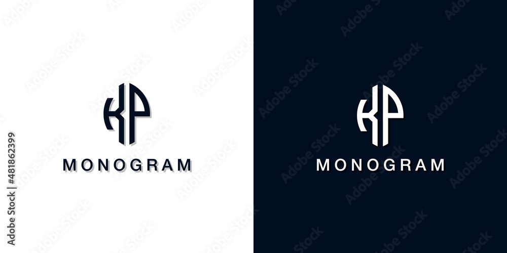 Leaf style initial letter KP monogram logo. - obrazy, fototapety, plakaty 