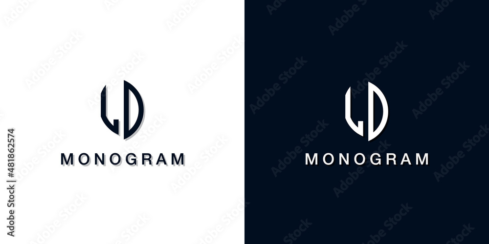 Leaf style initial letter LD monogram logo. - obrazy, fototapety, plakaty 