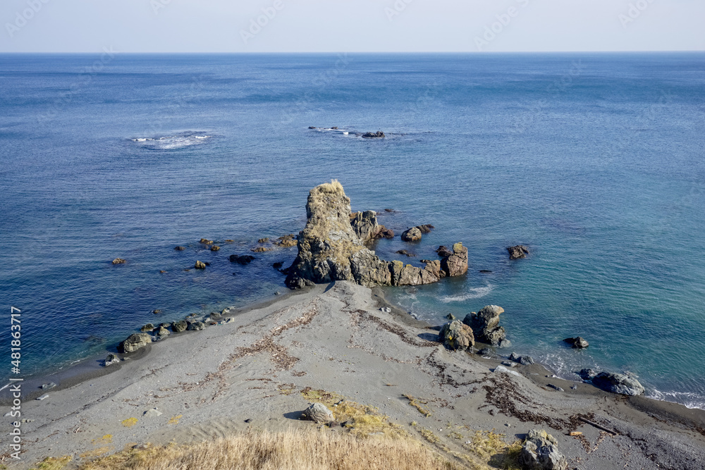 Beautiful rocky coast of Sakhalin Island
