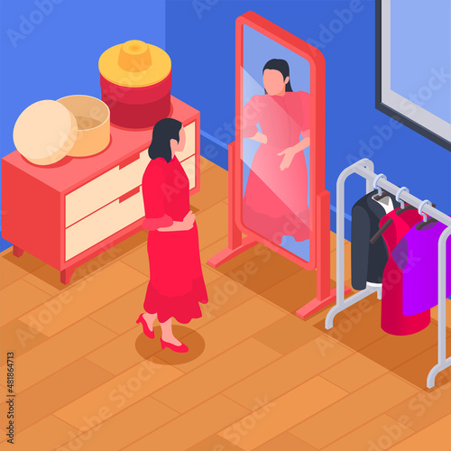 Fashion Woman Isometric Illustration