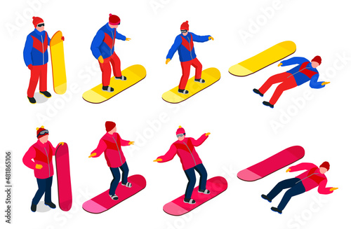 Snowboarding Isometric Set