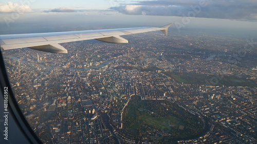 London city seen from the airplane in the United Kingdom.