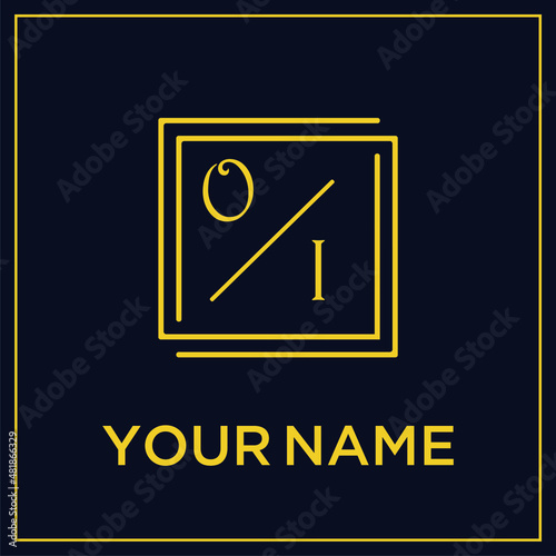 OI initial modern monogram wedding with creative rectangle line