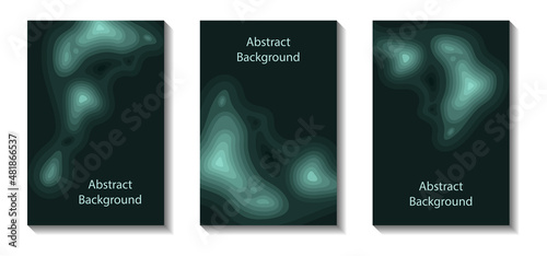 Paper cut topographic background. Deep ocean water, sea relief map, underwater world,  dark navy abstract trendy design for cover or banner. Vector illustration