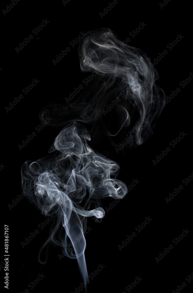 Movement of white smoke isolated on black background. Movement of white smoke isolated on black background.