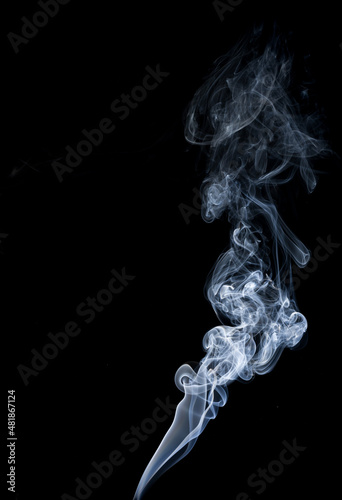 White smoke on black background, mvement of smoke. Isolated.