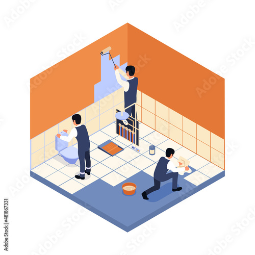 Home Repair Isometric Composition