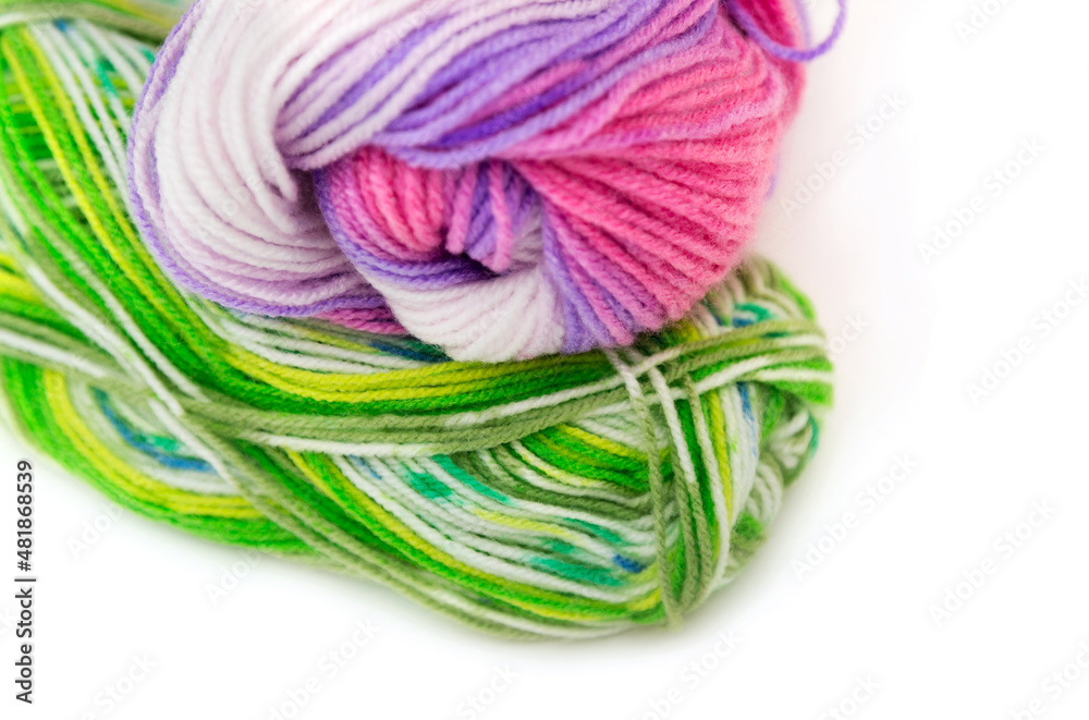 Multicolored balls of yarn