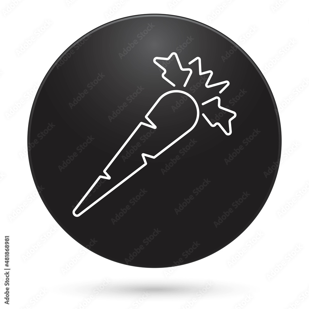 carrot icon, black circle button, vector illustration. carrot icon, black circle button, vector illustration.