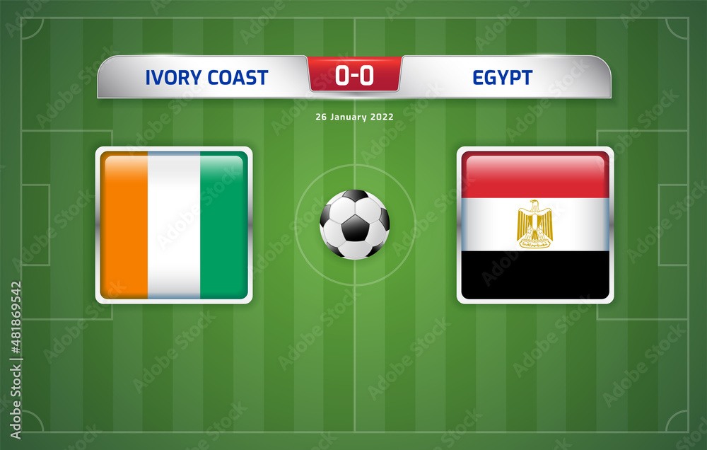 Ivory Coast vs Egypt scoreboard broadcast template for sport soccer