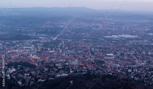 Aerial view panorama of hungarian city of Pecs  cityscape of Pecs in Hungary