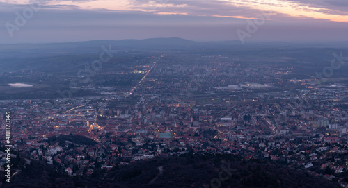 Aerial view panorama of hungarian city of Pecs, cityscape of Pecs in Hungary © slobodan