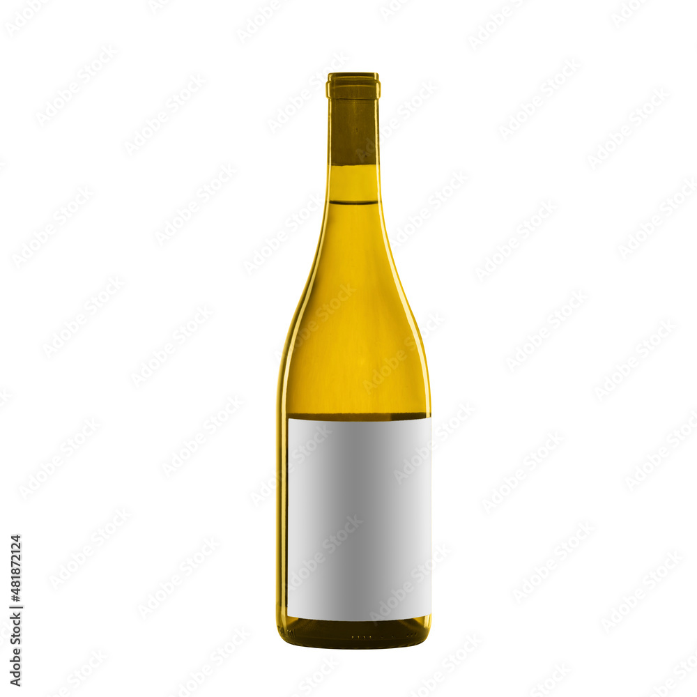 white wine bottle with blank label isolated on white background. white wine bottle with blank label isolated on white background.