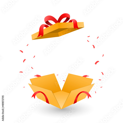 Gift box open surprise promotion banner marketing.