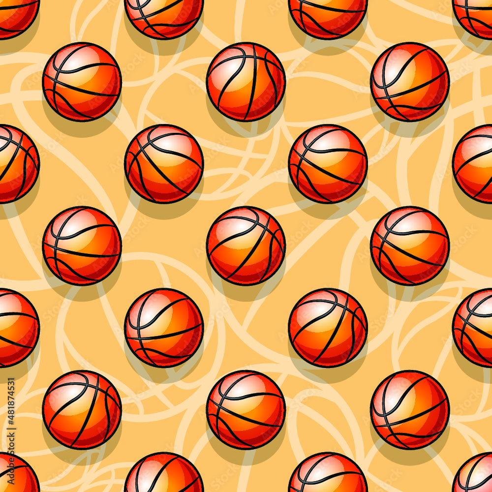 Basketball balls seamless pattern design vector illustration