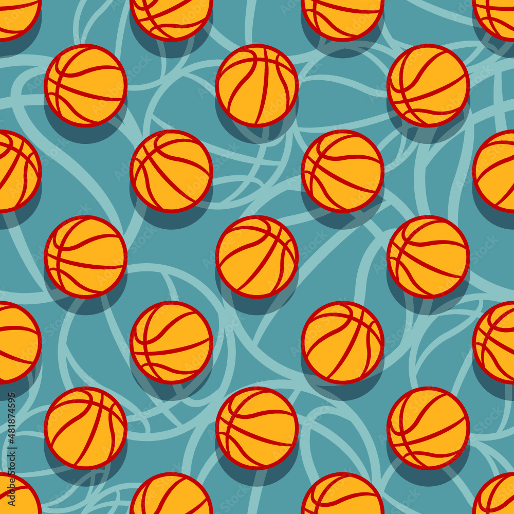 Seamless pattern with basketball balls vector digital paper design