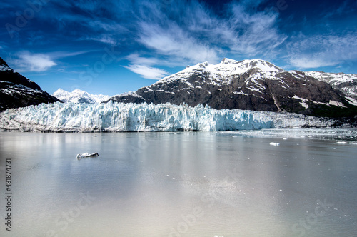 mountain peak covered in snow and glacier