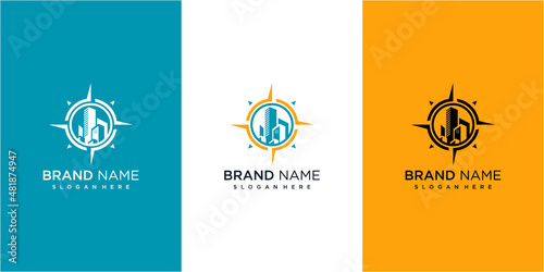 compass building logo design concept. navigation building logo design