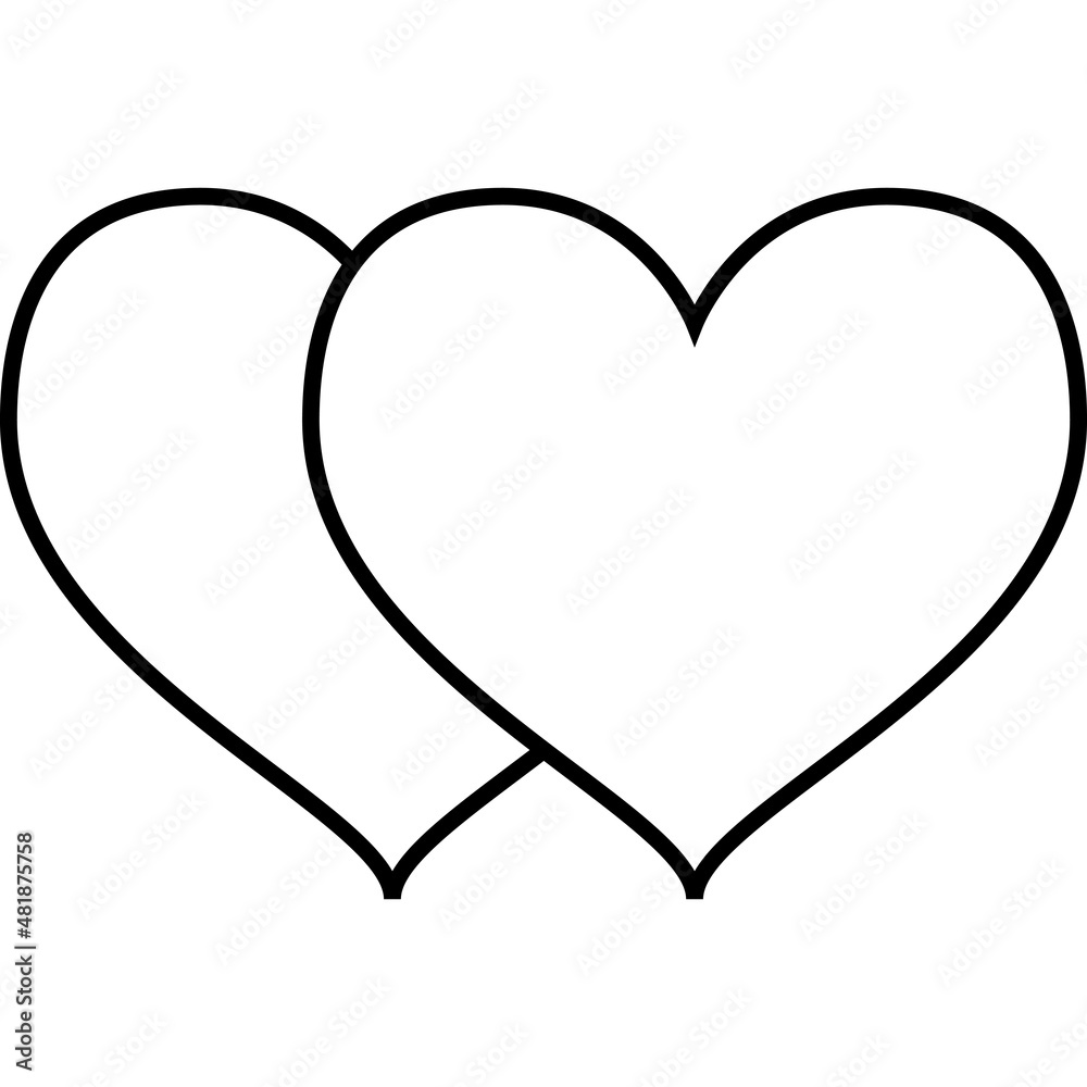 Overlapping Heart Outline Icon Vector Overlapping Heart Outline Icon Vector