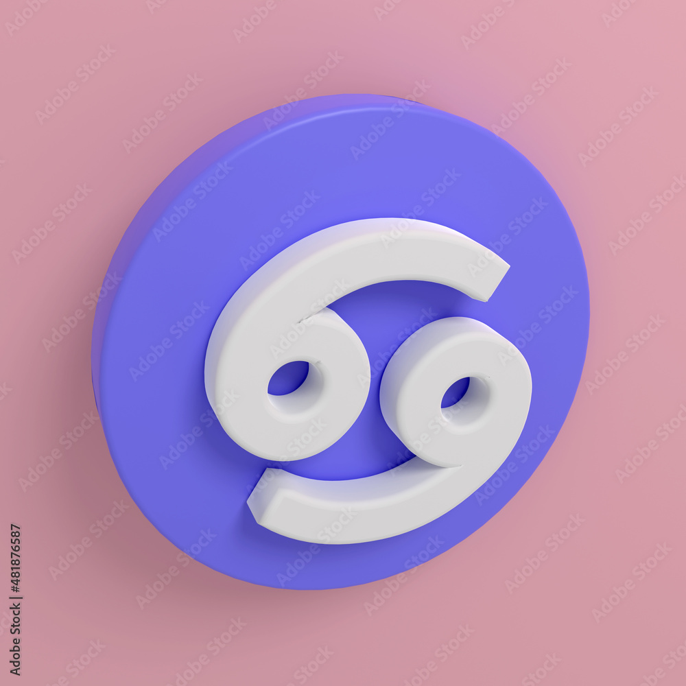 Three-dimensional icons of zodiac signs. The symbol is Cancer. Three-dimensional icons of zodiac signs. The symbol is Cancer.