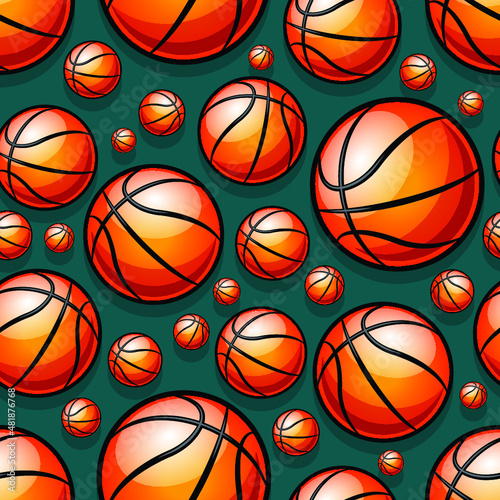 Seamless pattern with basketball balls vector digital paper design. Ideal for wallpaper, cover, wrapper, packaging, fabric design and any kind of decoration.