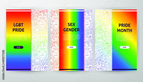 LGBT Web Design. Vector Illustration of Outline Posters.