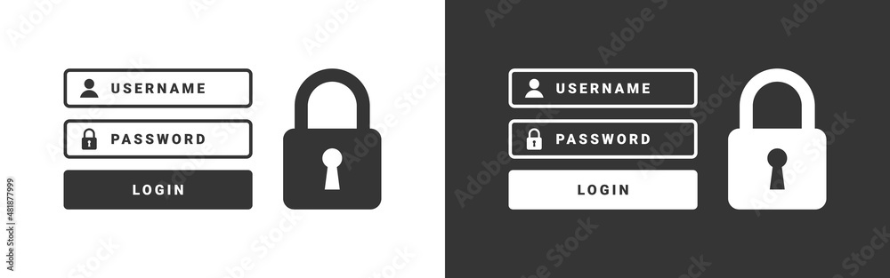 Account login form. Cybersecurity and privacy concepts to protect data.Vector illustration
