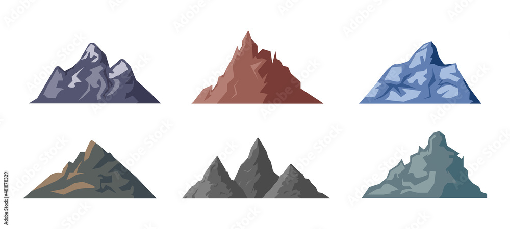 Mountain and Rock collection. Vector peaks isolated on white Mountain and Rock collection. Vector peaks isolated on white