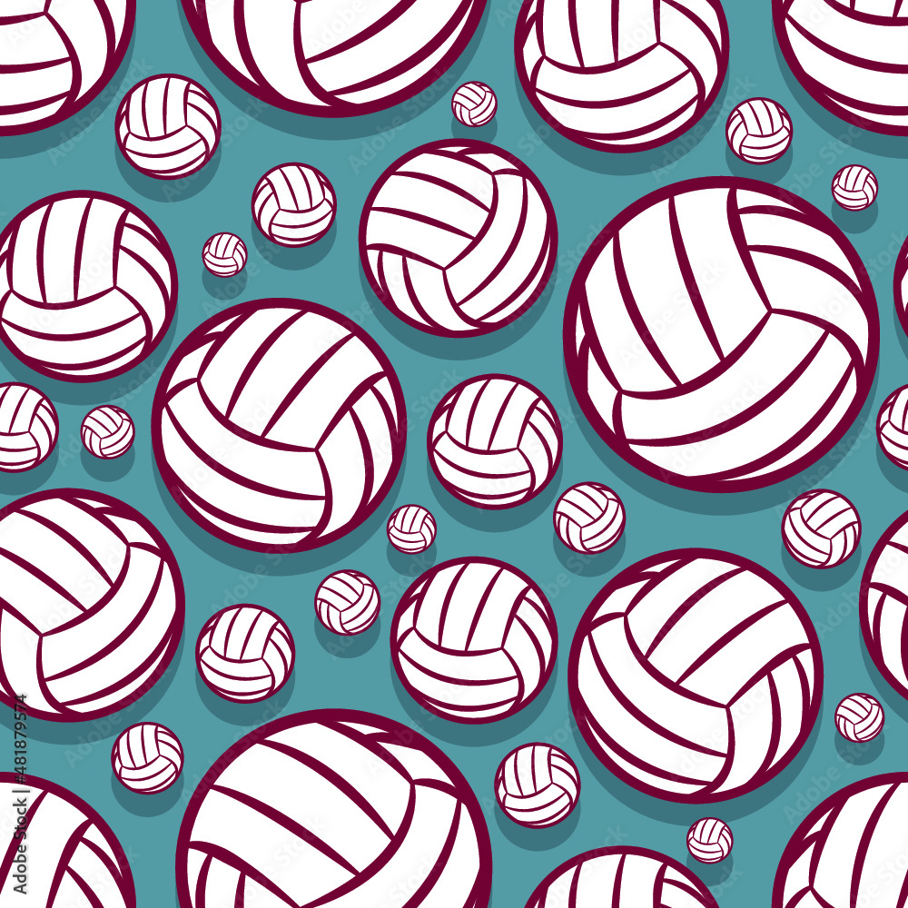 Seamless pattern with volleyball ball symbol. Vector illustration
